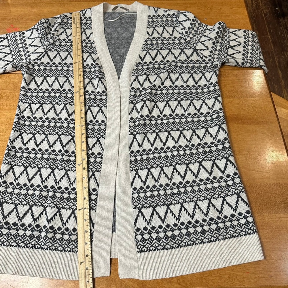 LOFT Fair Isle Cardigan Sweater Southwestern Womens XL Neutral Wool Quiet Luxury - Picture 7 of 7